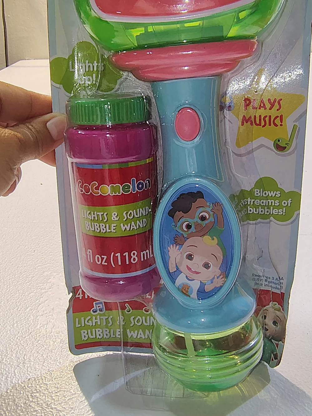CoComelon Light-Up Bubble Wand with Music - Pink & Green